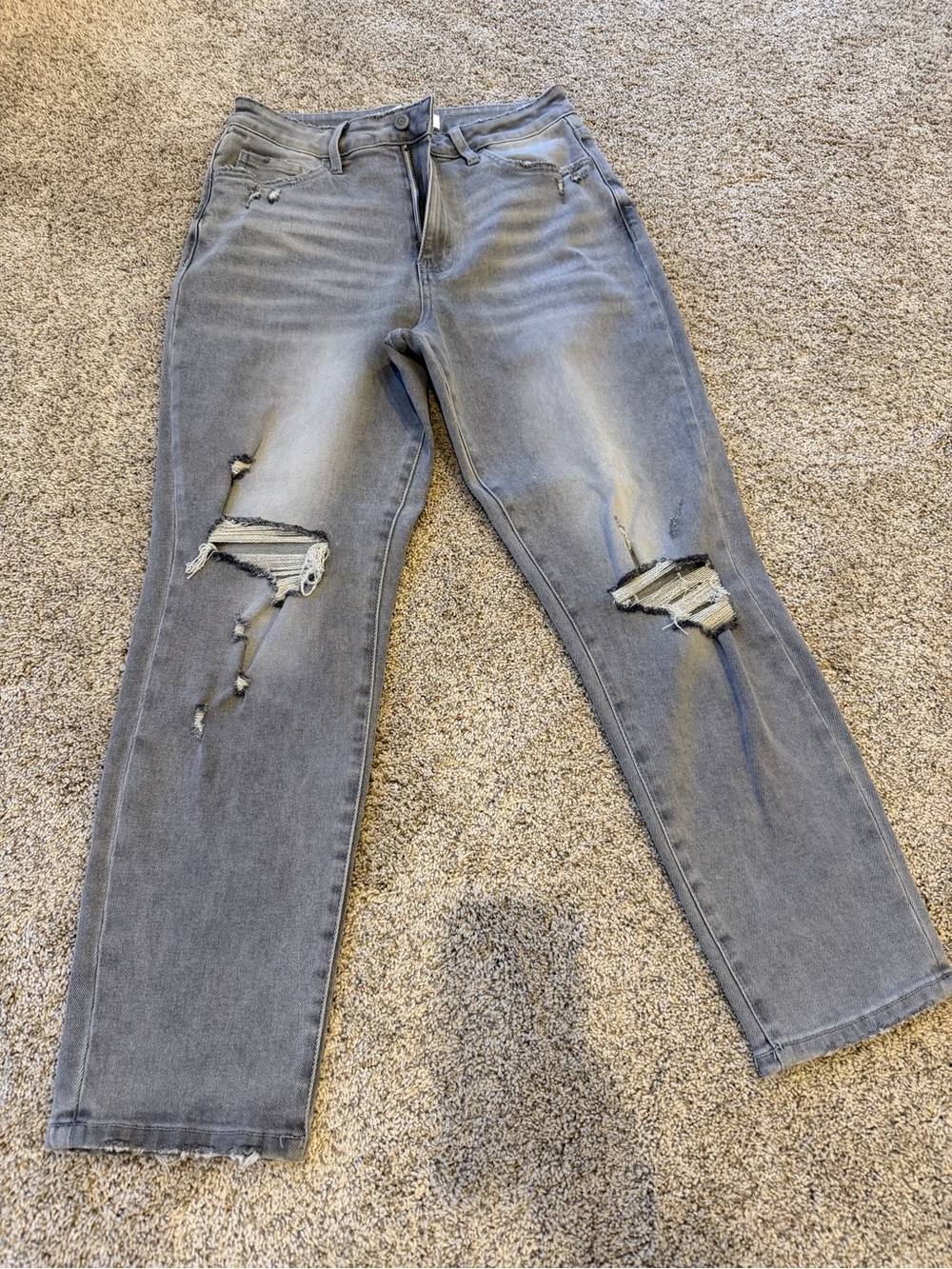 NWT Flying Monkey Women's Julia Super High Rise Ripped Gray Jeans, Size 29